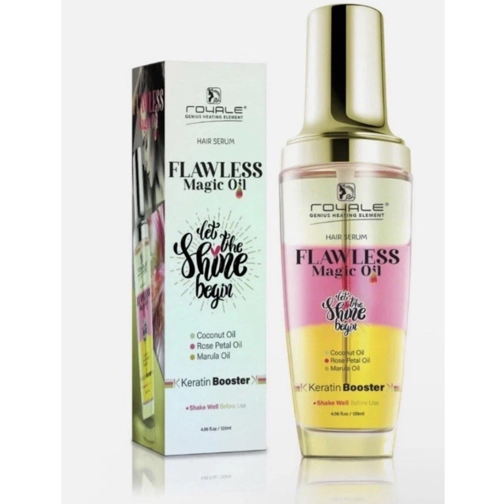 Royale Flawless Magic Oil Hair Serum Keratin Booster Coconut Rose Marula 4 oz